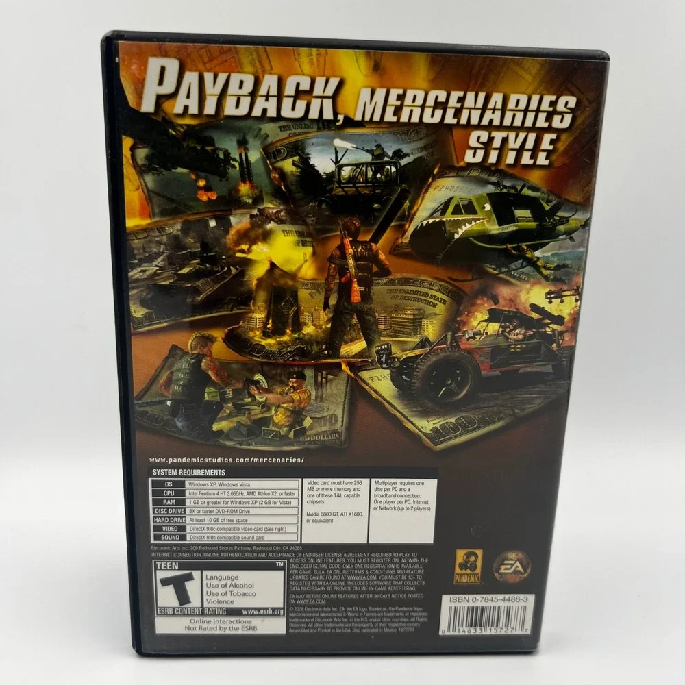 Mercenaries 2 World in Flames PC DVD-ROM 2008 EA Pandemic Studios Complete Case